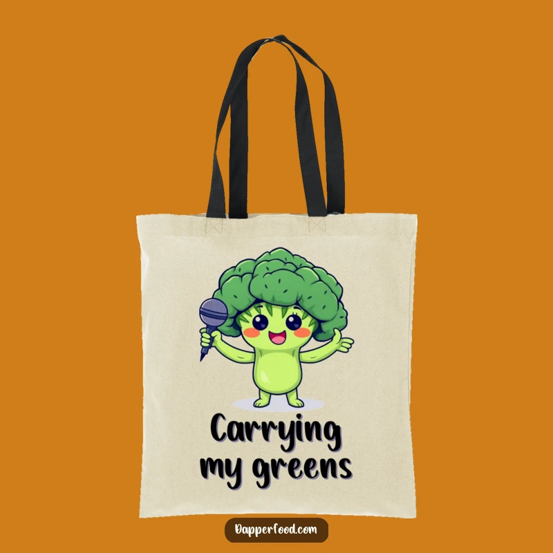 Funny Broccoli Tote Bag - Veggie Mic Drop Carry-All Gift