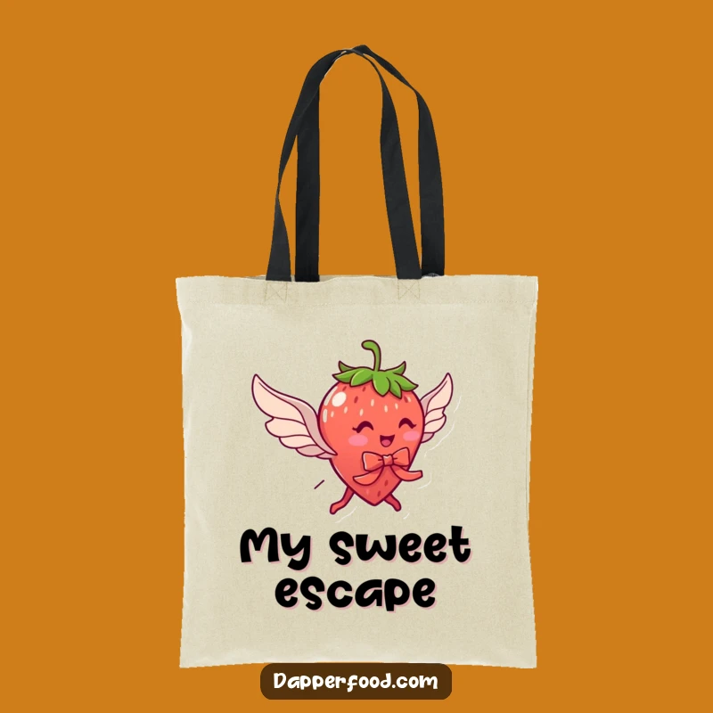 Funny Strawberry Flying Wings Tote Bag: Carry Sweetness & Laughs Gift
